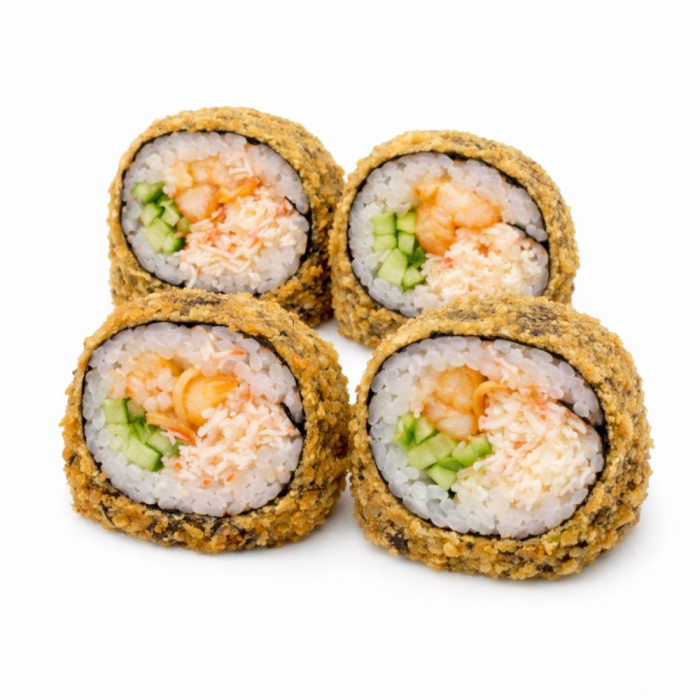 Жаренный ролл с угрём и крабом, 4шт.